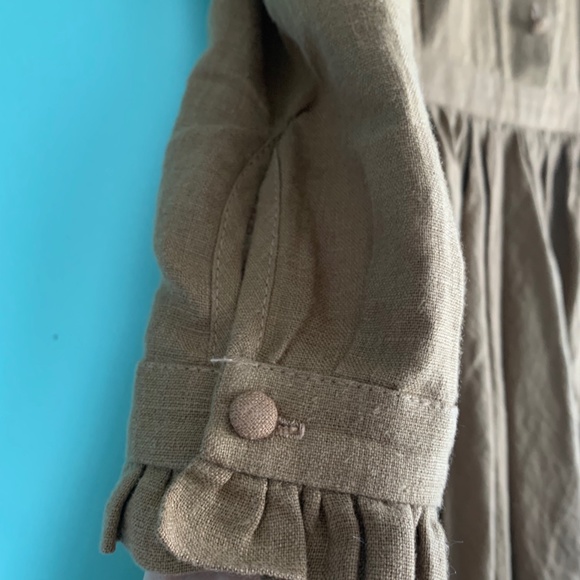Brown Long Sleeved Linen Dress - Picture 3 of 6